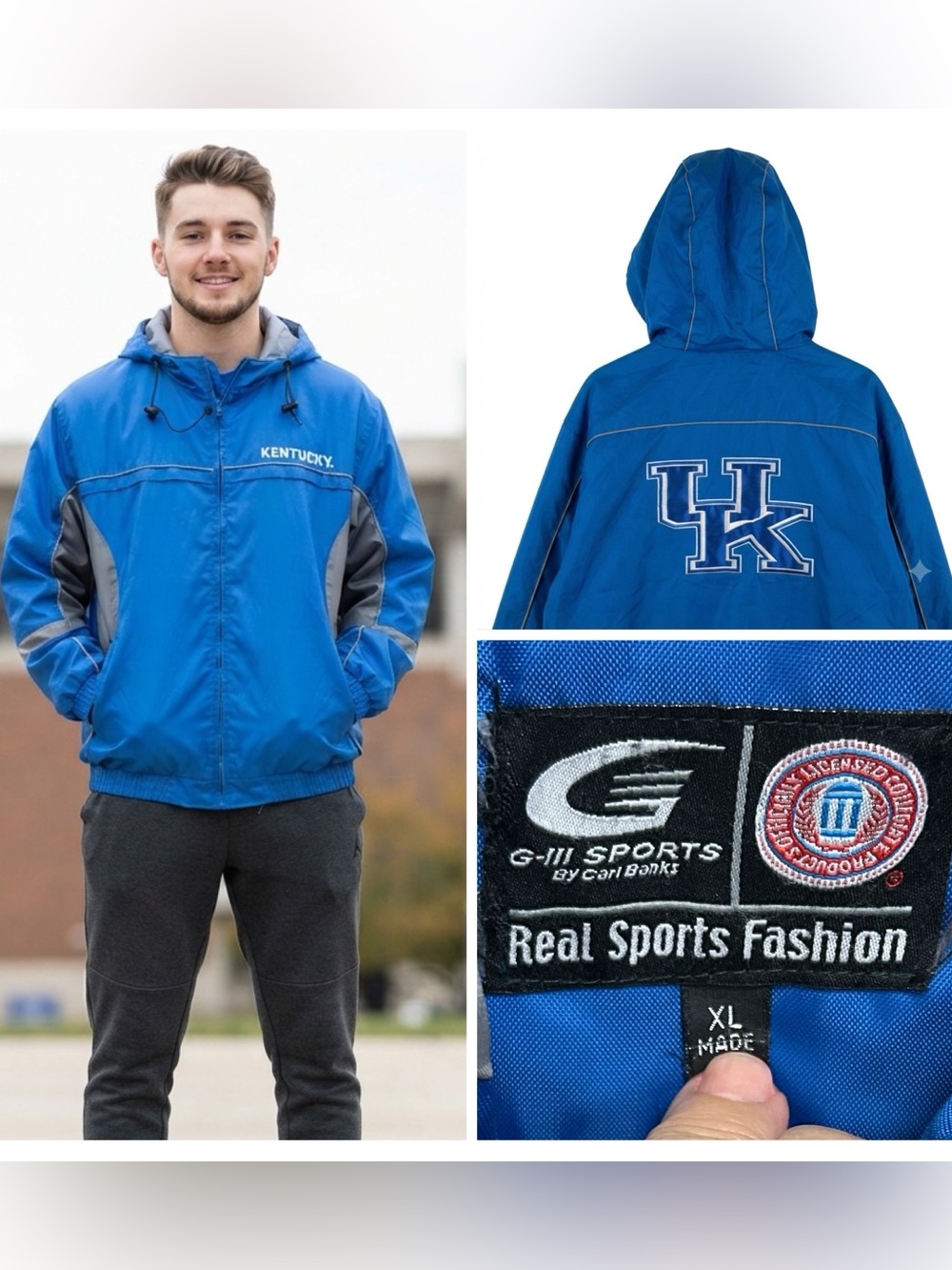 University of Kentucky Jacket by GIII Sports-Mens -Quilted lining-Hooded